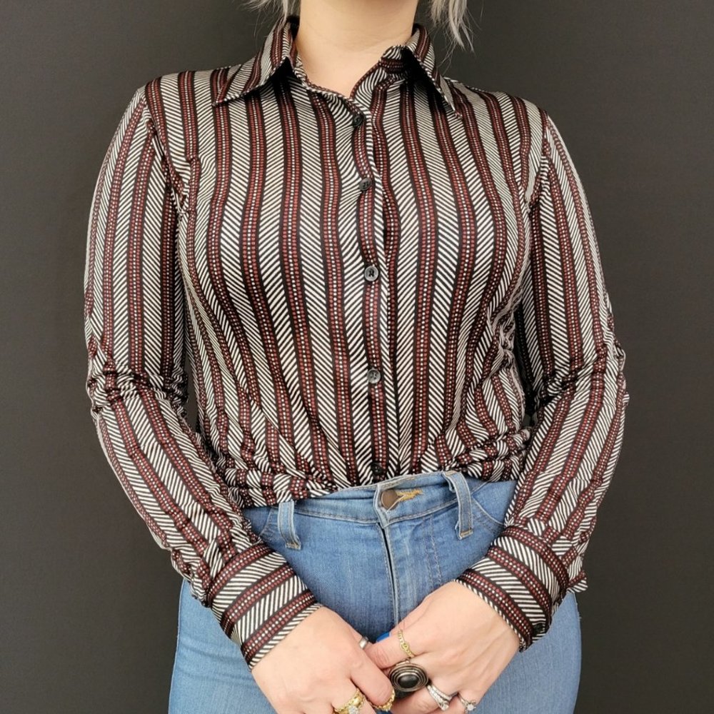 70s Bronson Geometric Long Sleeve Button Down Shirt